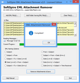 Software starts the process to Remove EML Attachment