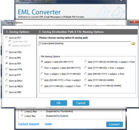 choose a location to save the converted EML files.