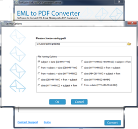 choose a location to save the converted EML files.