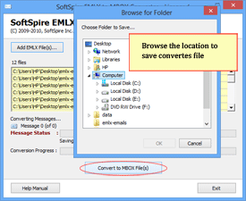 Select location to save MBOX file