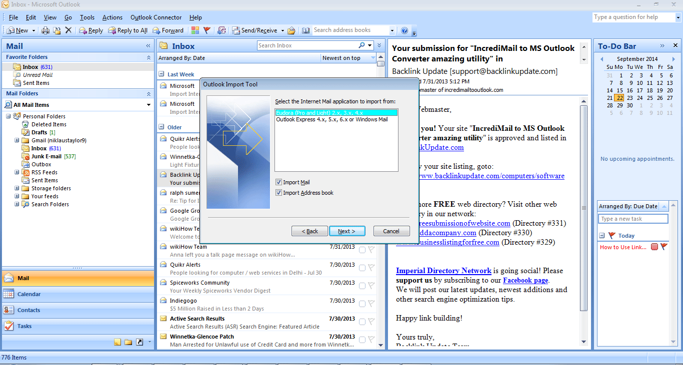 select Outlook Express