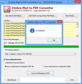 Zimbra Mail to PDF Conversion