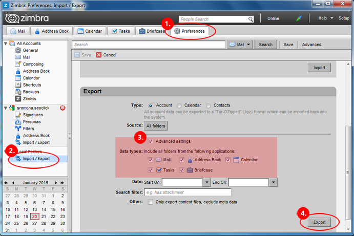 Extract TGZ files from Zimbra
