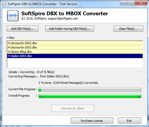 Converting DBX to MBOX 2.5.1