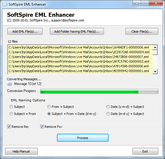 SoftSpire EML Enhancer screen shot
