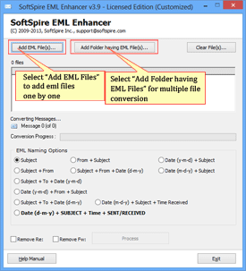 Select EML files