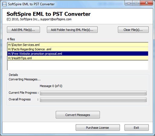 Convert EML files to PST screenshot