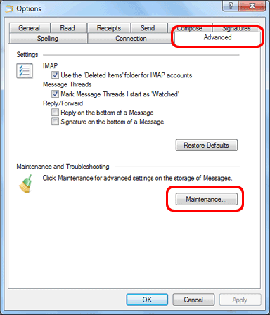 어떻게 윈도우 라이브 메일 저장소 폴더를 찾으려면?
