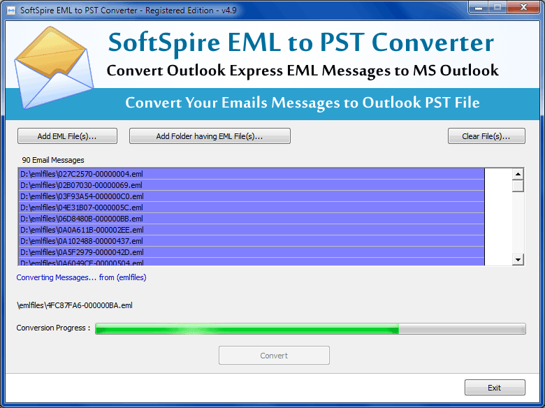 EML to PST Conversion screenshot