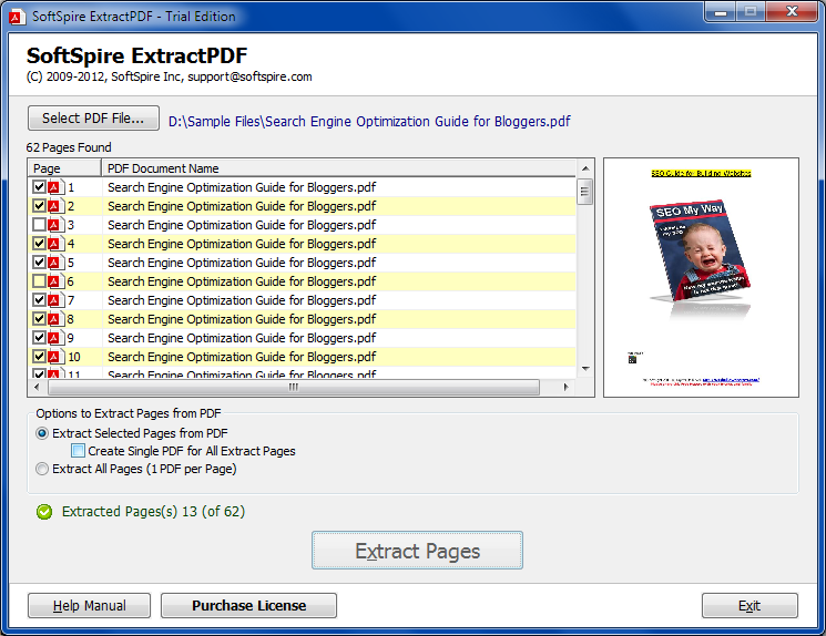 Extract Selected Pages from PDF software