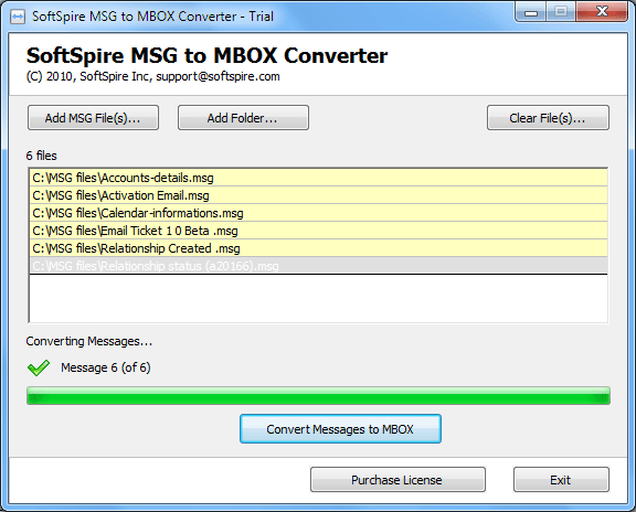 Converting of MSG to MBOX file screenshot