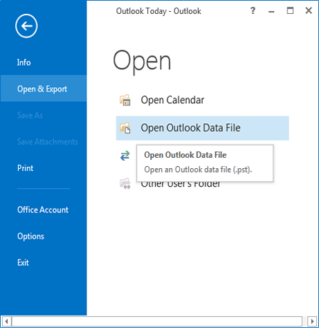 open PST file in Outlook