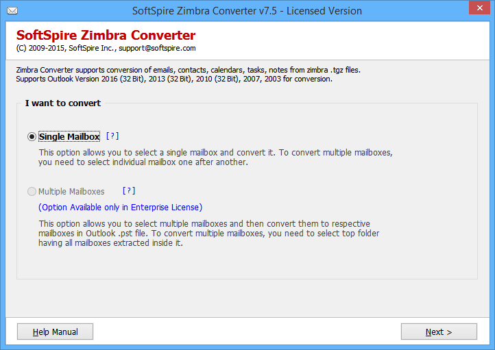 Convert Zimbra to Exchange screenshot