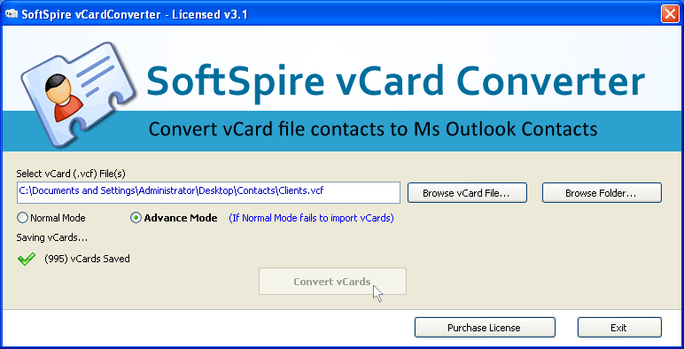 Importing Multiple VCF into Outlook screenshot