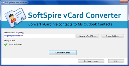 Save VCF to Outlook screenshot