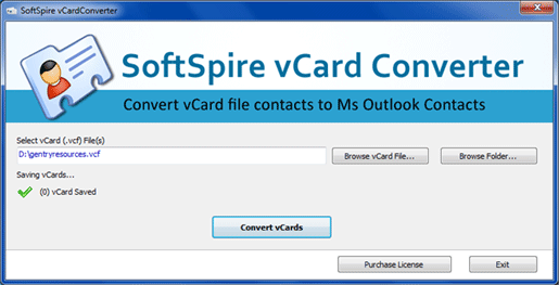 vCard to Outlook Converter screenshot